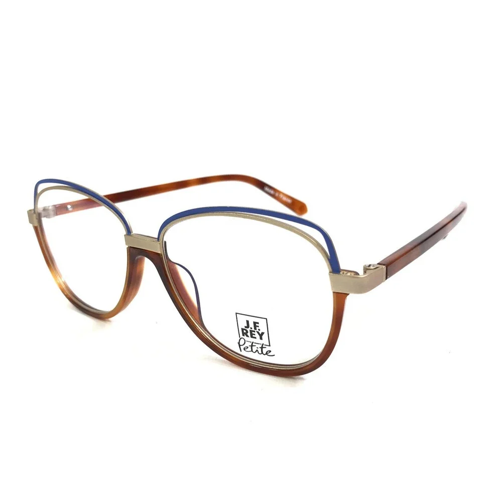 J. F. Rey Petite Eyeglasses Frames PA096 9050 Brown Tortoise Gold Blue 50-13-140